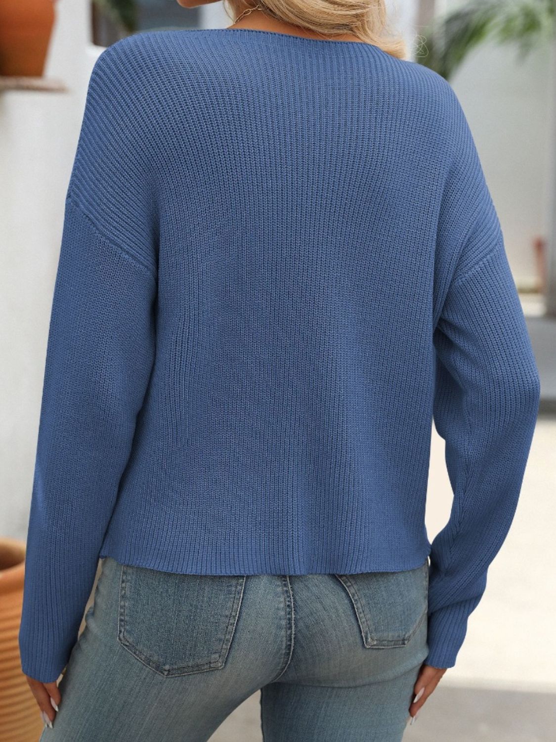 Drop Shoulder Long Sleeve Sweater