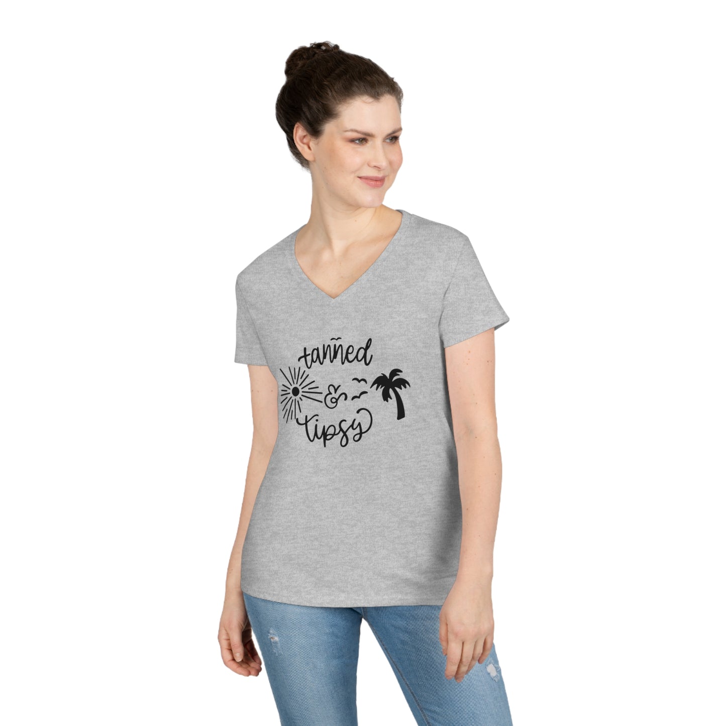 Tanned & Tipsy' V-Neck T-Shirt