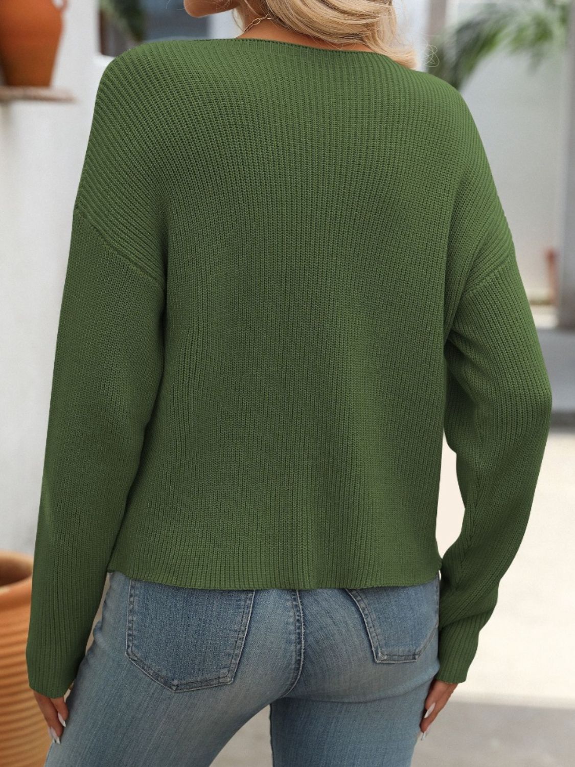 Drop Shoulder Long Sleeve Sweater