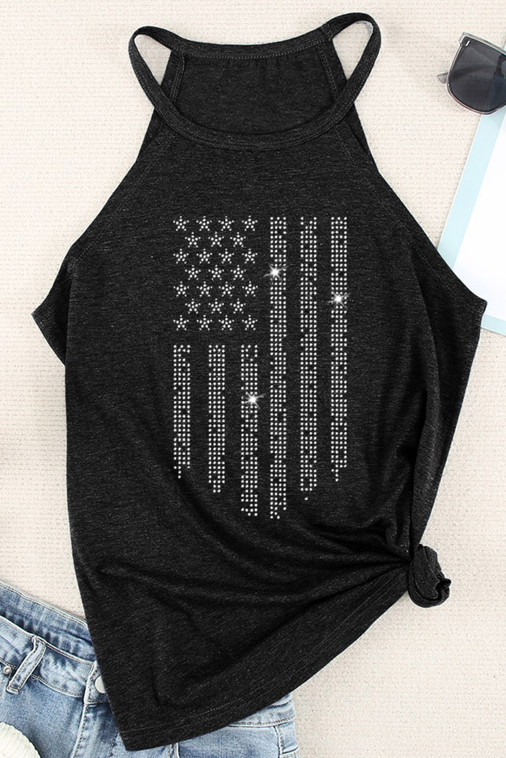 American Flag Grecian Neck Tank