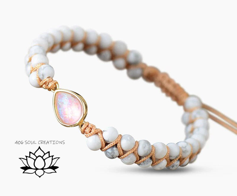 Howlite and Opal energy bracelet for stress and anxiety