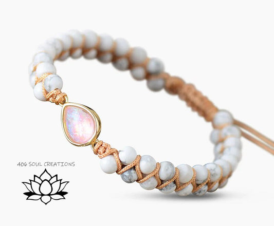 Howlite and Opal energy bracelet for stress and anxiety