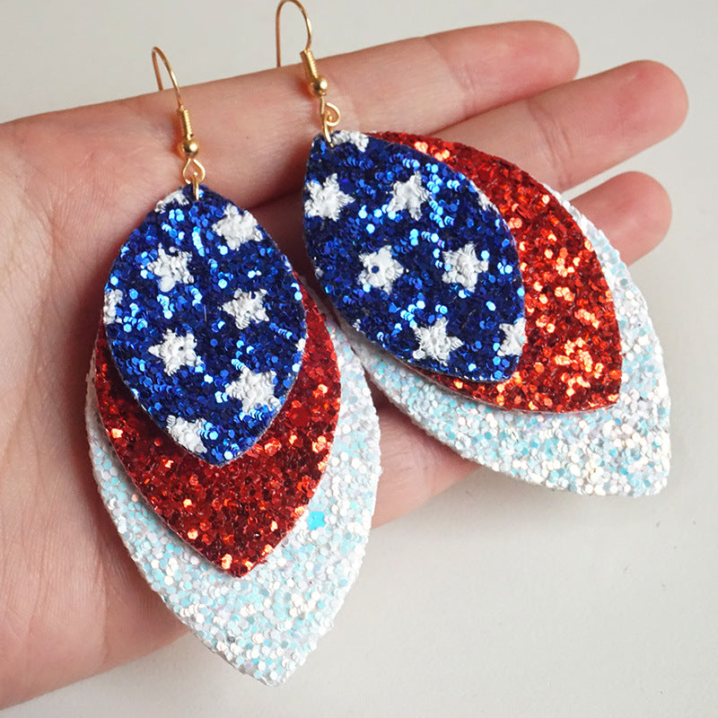 America Proud - Leaf Shape Earrings