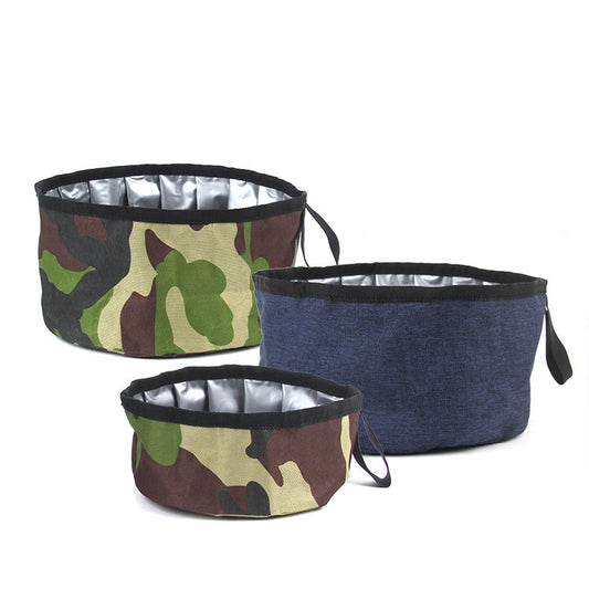 Oxford Cloth Outdoor Dog Food Bowl Portable Folding Food Bowl