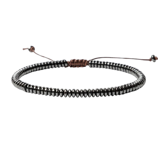 Mens Hematite Stone Bracelet - Centered and Calm. Grounding bracelet for him. Gift for him