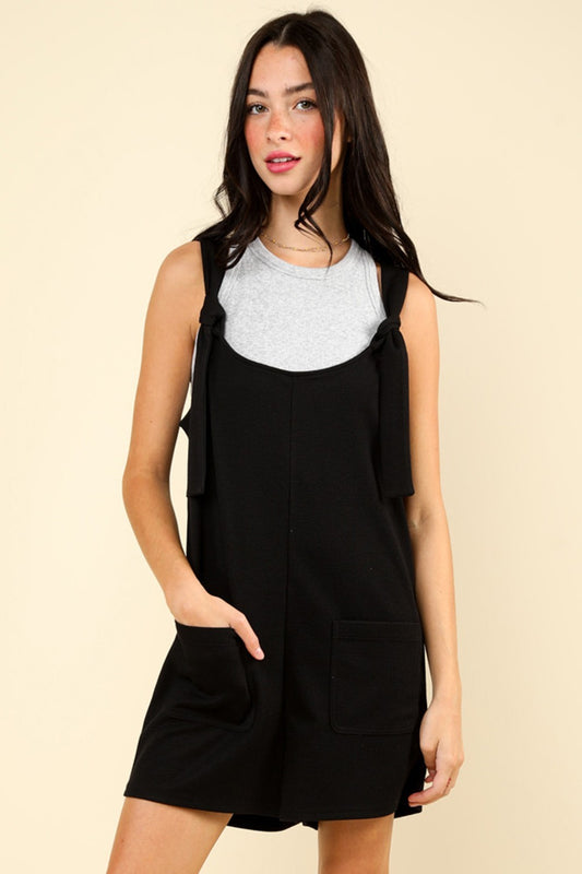 Tie Shoulder Front Pocket Romper