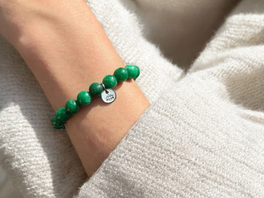 Green Jade Gemstone Bracelet - Good Fortune - Protection - Spiritual Growth