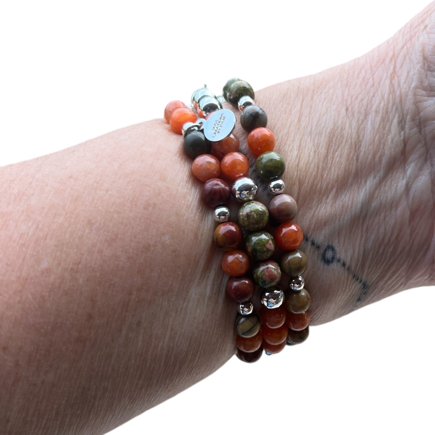 Gemstone apple watch band, orange calcite, unakite and red creek jasper 