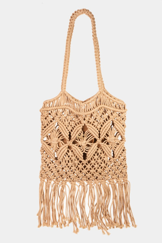 Boho Chic Woven Handbag with Tassel