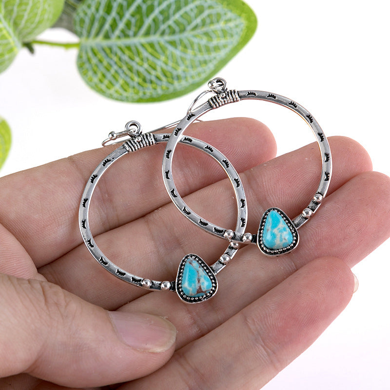 Turquoise Hoop Drop Earrings