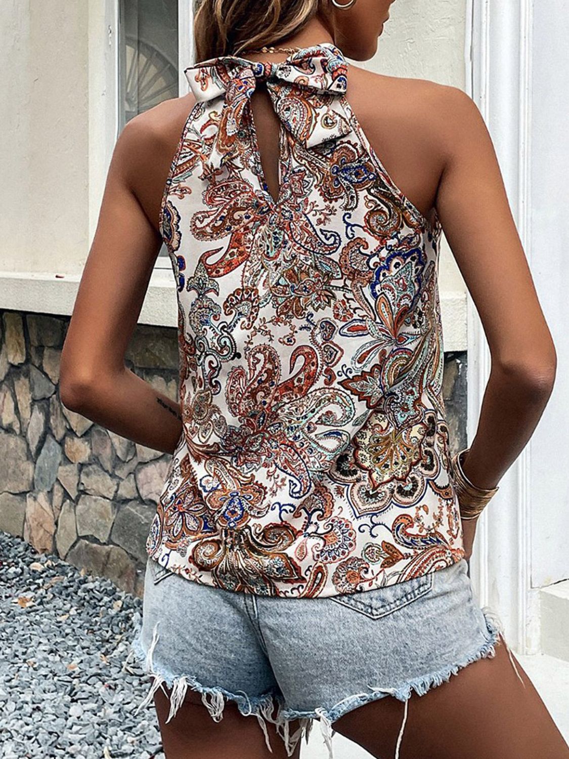 Paisley Tie Back Tank Top