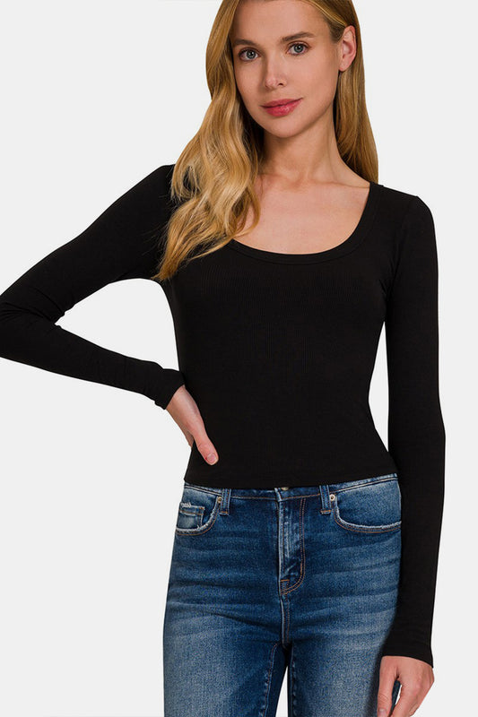 Scoop Neck Long Sleeve T-Shirt Great for layering