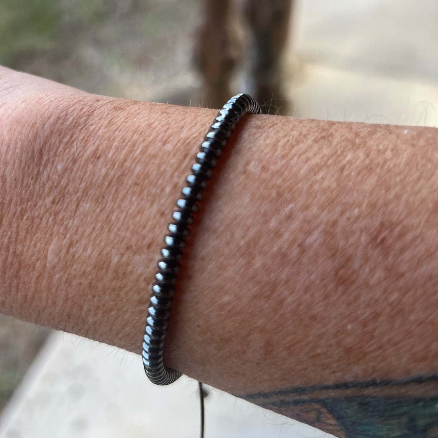 Mens Hematite Stone Bracelet - Centered and Calm. Grounding bracelet for him. Gift for him