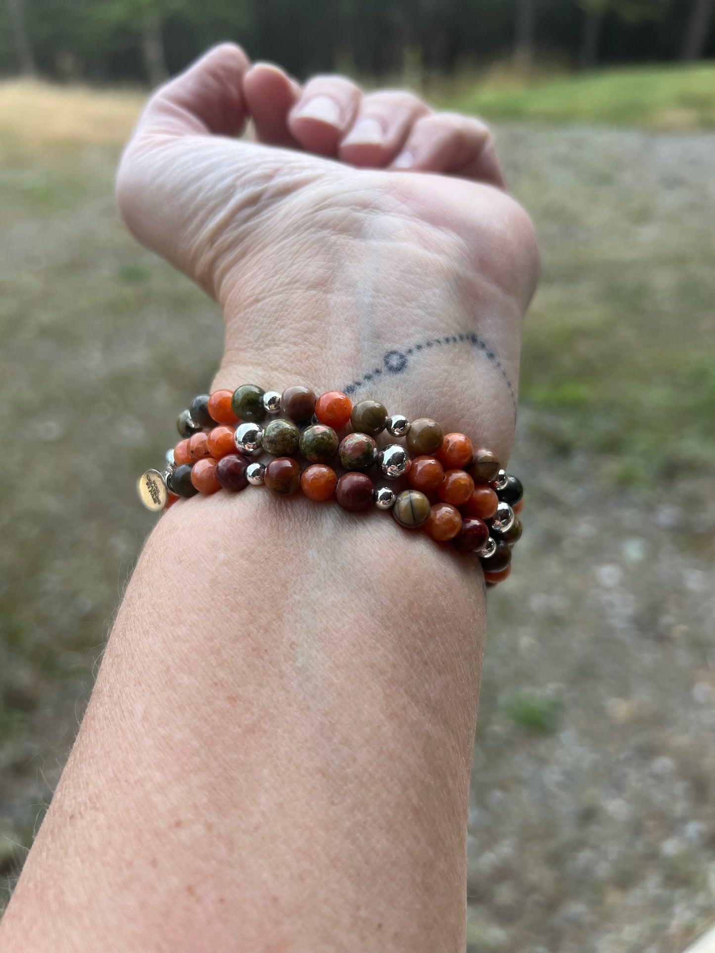 Gemstone apple watch band, orange calcite, unakite and red creek jasper 