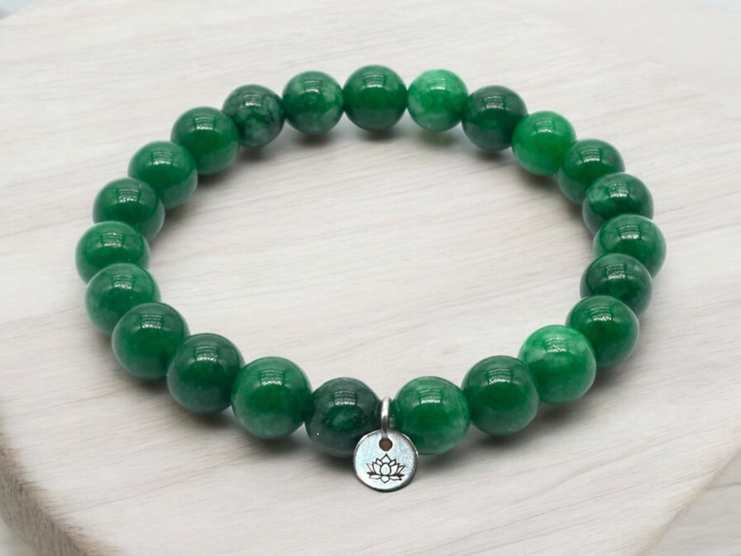 Green Jade Gemstone Bracelet - Good Fortune - Protection - Spiritual Growth