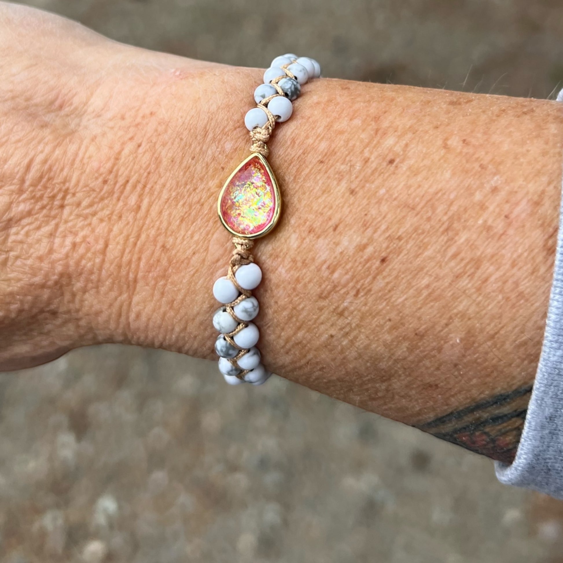 Howlite and Opal energy bracelet for stress and anxiety