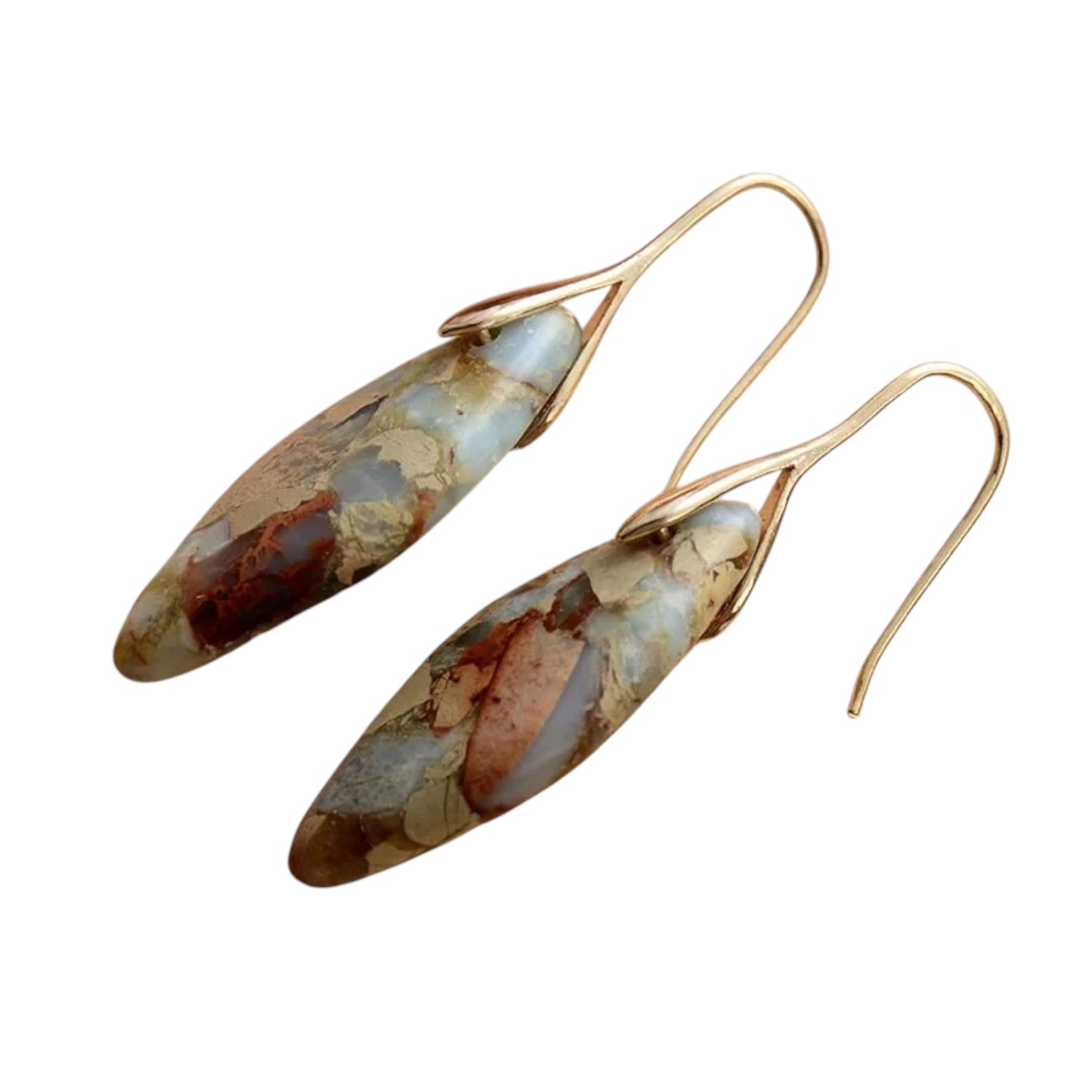 Leaf Shaped Jasper Earrings