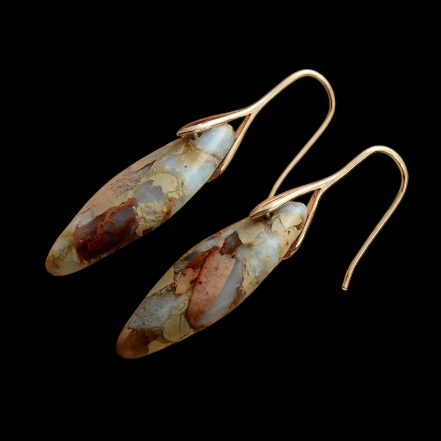 Leaf Shaped Jasper Earrings