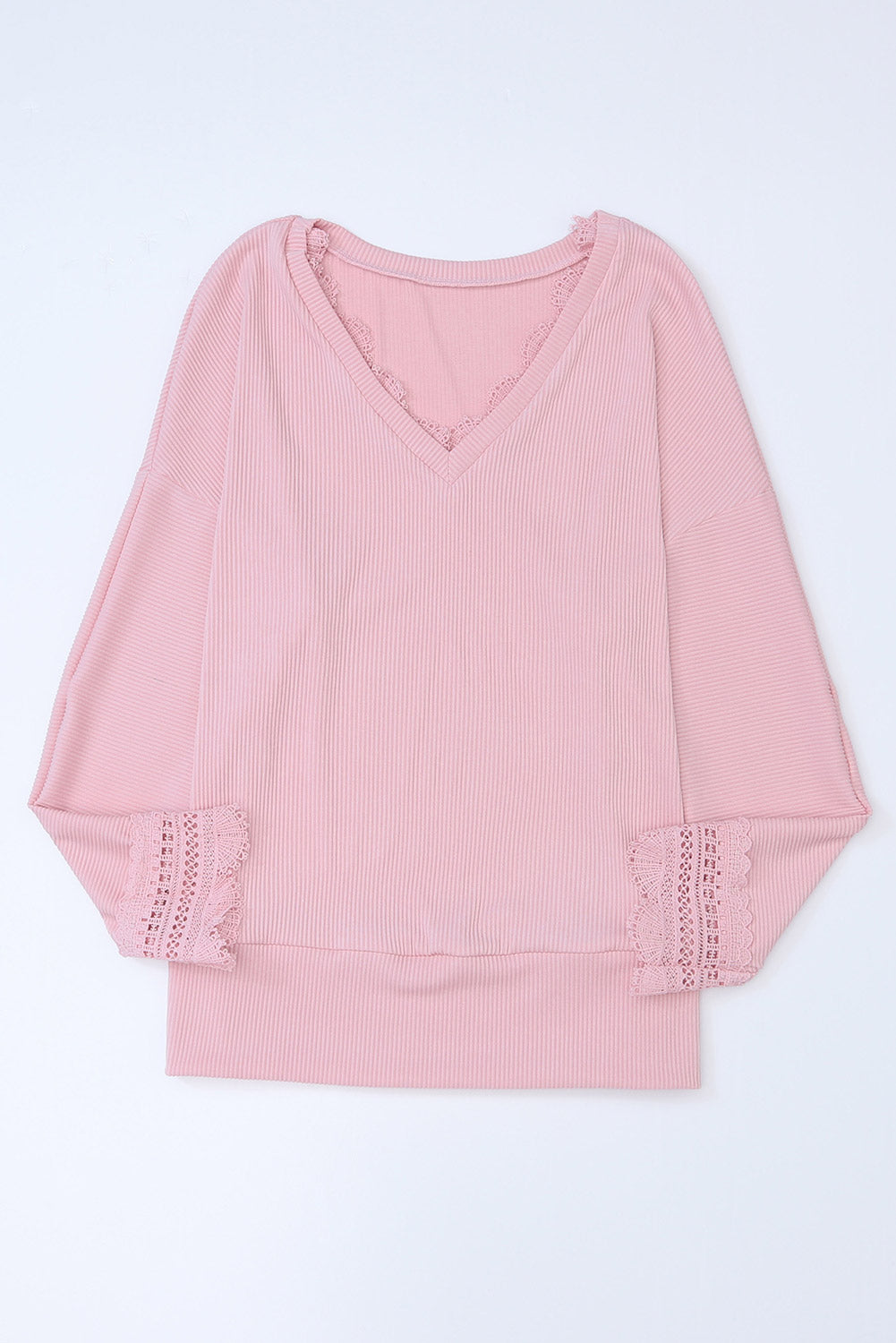 Lace Detail V-Neck Long Sleeve T-Shirt