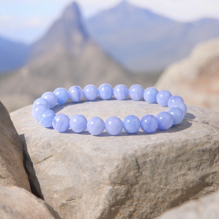 Blue lace agate bracelet 6mm A throat chakra stone, Blue Lace Agate invites you to express yourself with ease and grace. When it comes to love, relationships, and all things intimacy, communication is key for healthier and more harmonious connections