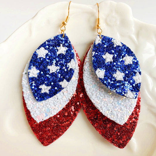 America Proud - Leaf Shape Earrings