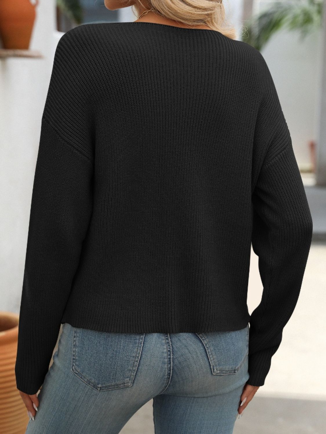 Drop Shoulder Long Sleeve Sweater