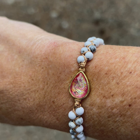 Howlite and Opal energy bracelet for stress and anxiety