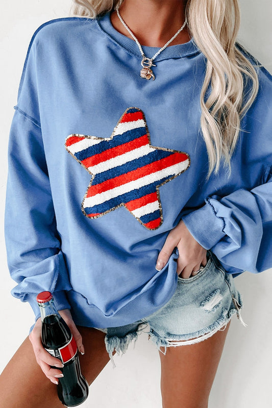 red white blue star sweatshirt