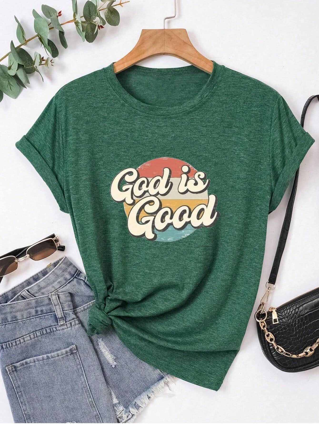 GOD IS GOOD Round Neck Short Sleeve T-Shirt