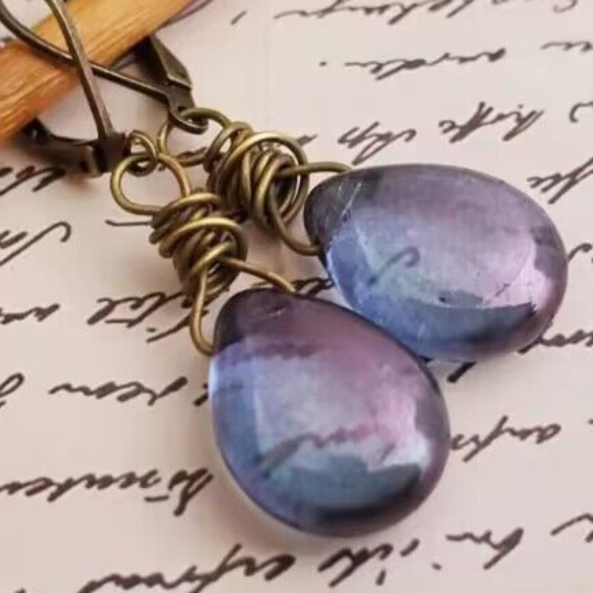 AMAZING Purple or Ochre Gemstone Drop Earrings